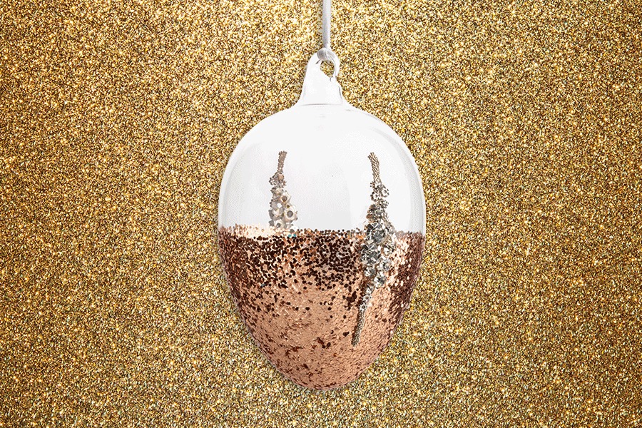 Copper glitter egg decoration heals