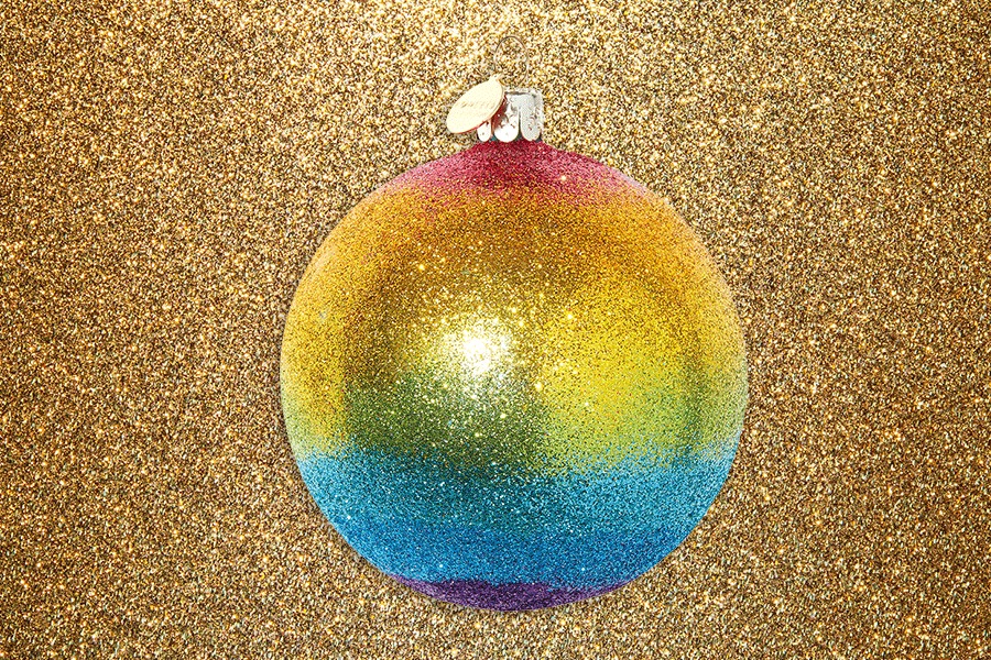 Rainbow glitter Christmas bauble selfridges