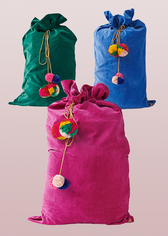 Kip&Co’s velvet Santa sacks, £55