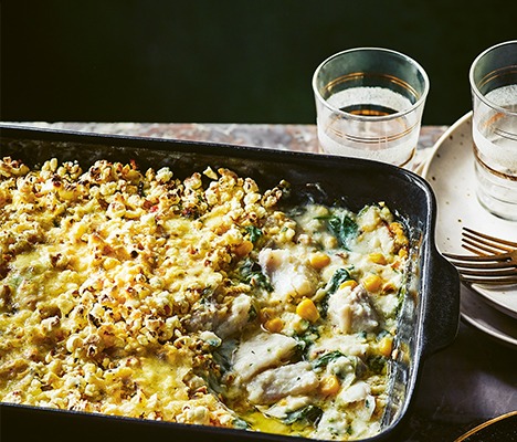Nisha Katona’s cod and popcorn gratin