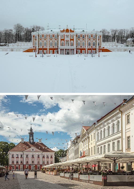 Top: Kadriorg, Bottom: Tartu Town Hall