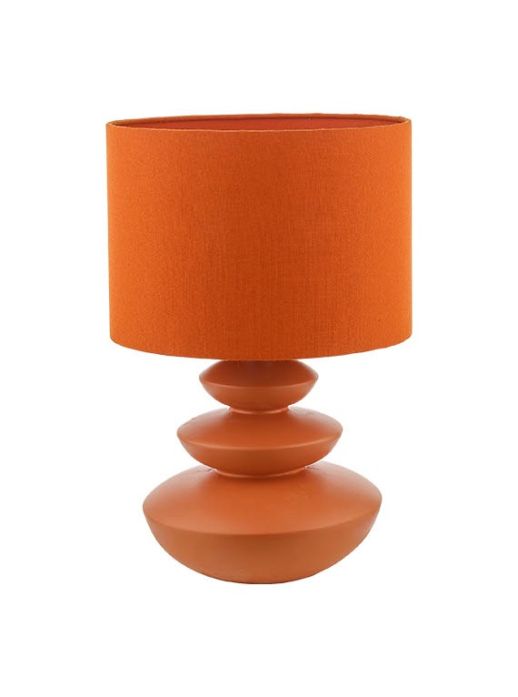 7Discus ceramic table lamp orange with shade, £126