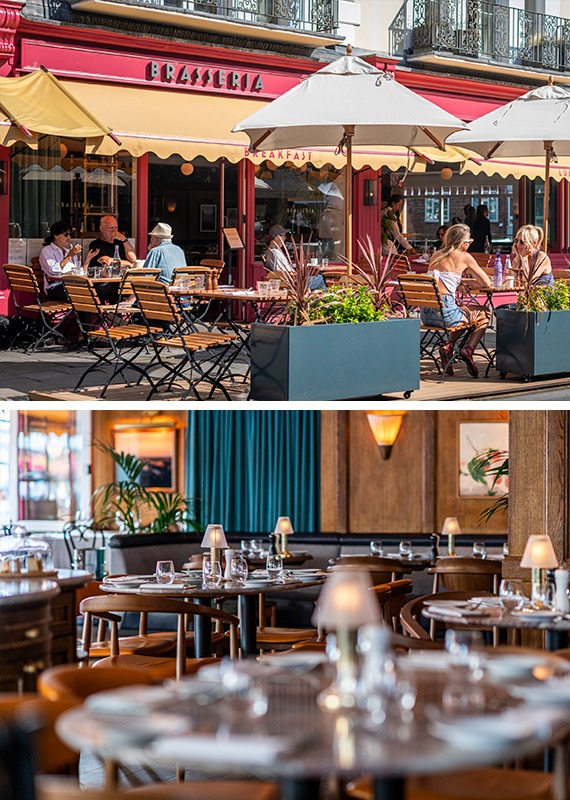 Brasseria Restaurant Notting Hill exterior and interior